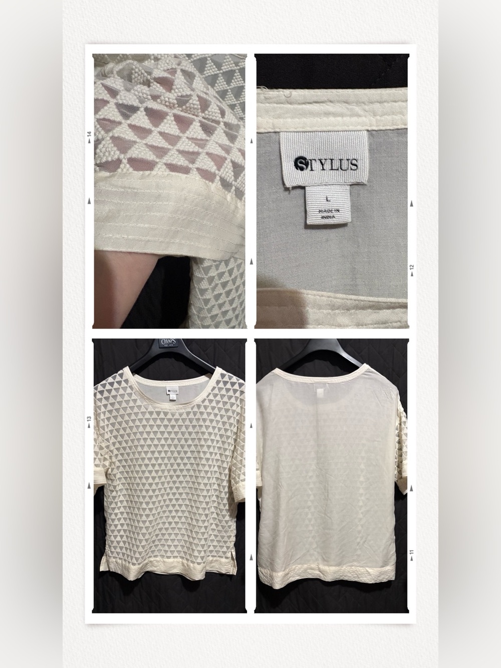STYLUS Cream Short-Sleeve Geometric Texture Top